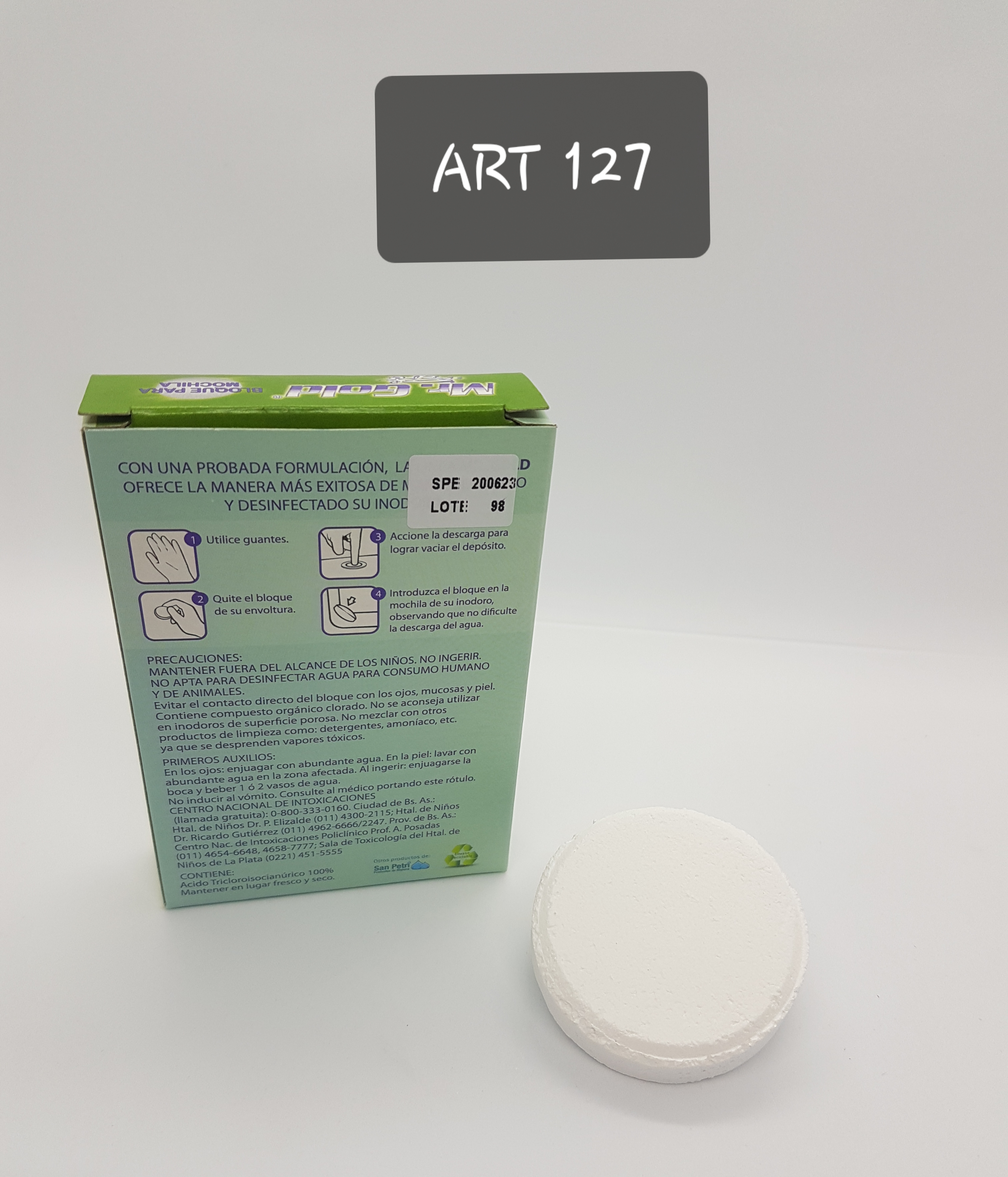 BLOQUE MOCHILA AZUL /VERDE/CLORO x 50 gr