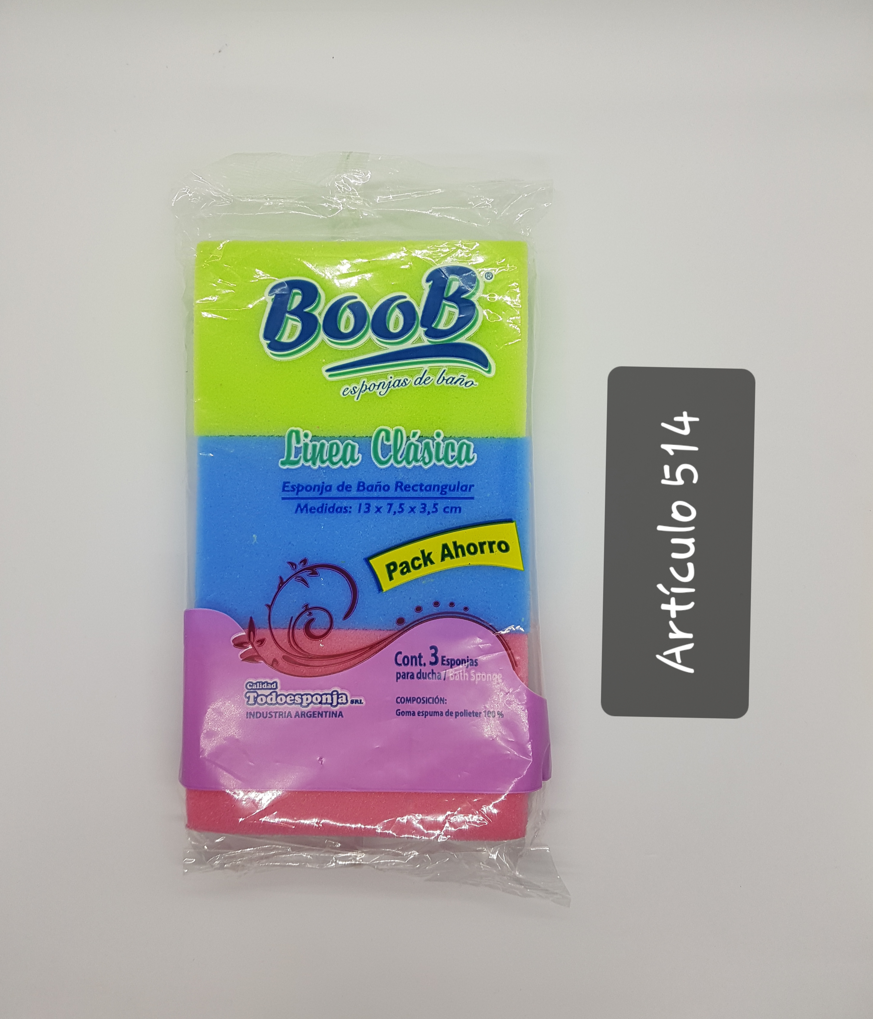 PACK AHORRO ESPONJA DE BAÑO RECTA x 3un.