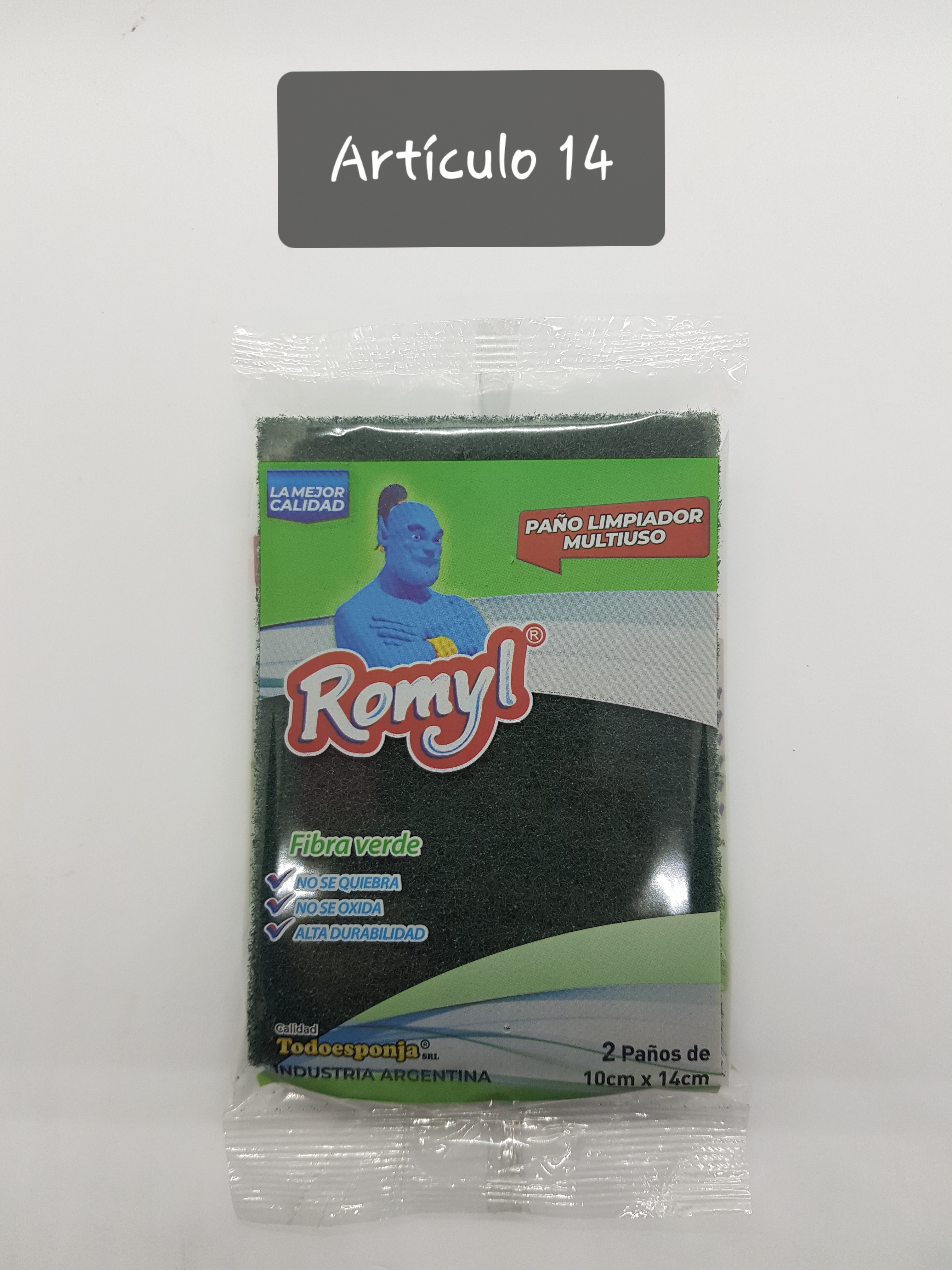 PAÑO FIBRA VERDE ABRASIVA x 2un.