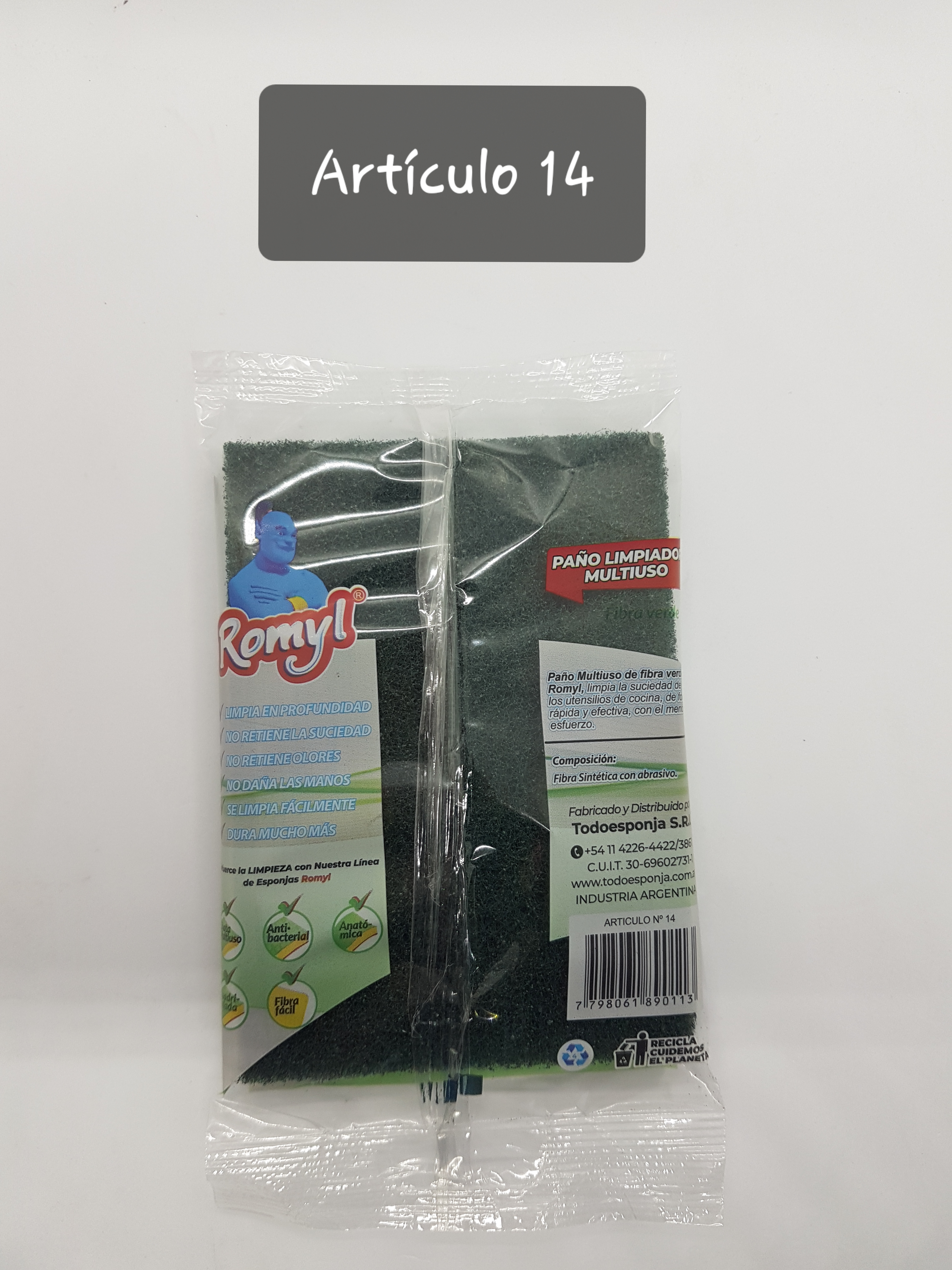 PAÑO FIBRA VERDE ABRASIVA x 2un.